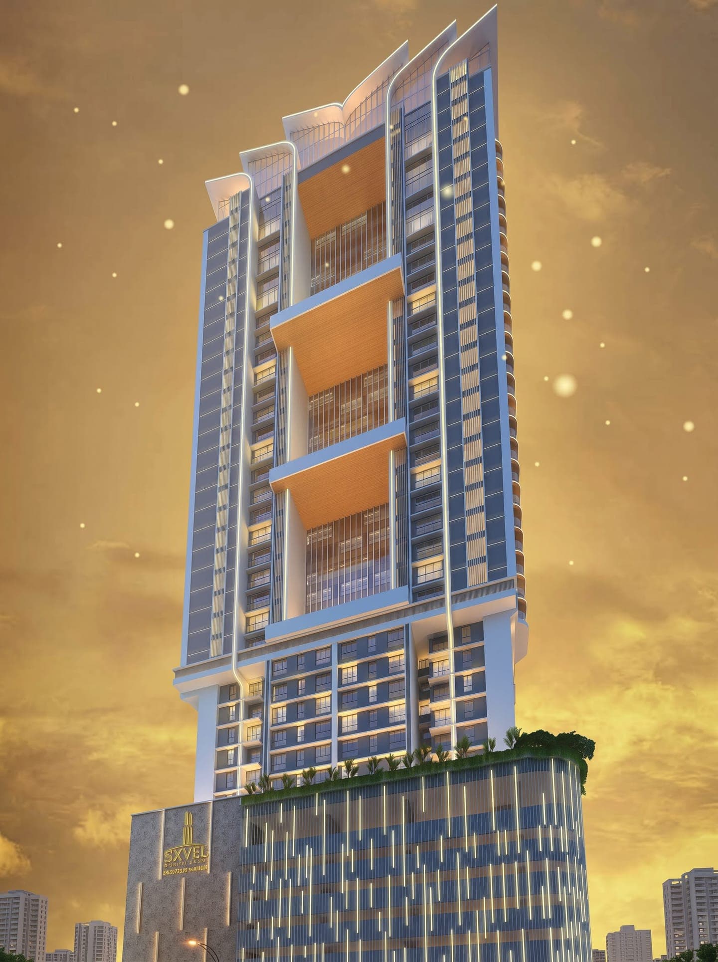 Ariha Skies residential tower in Goregaon West, Mumbai — architectural render