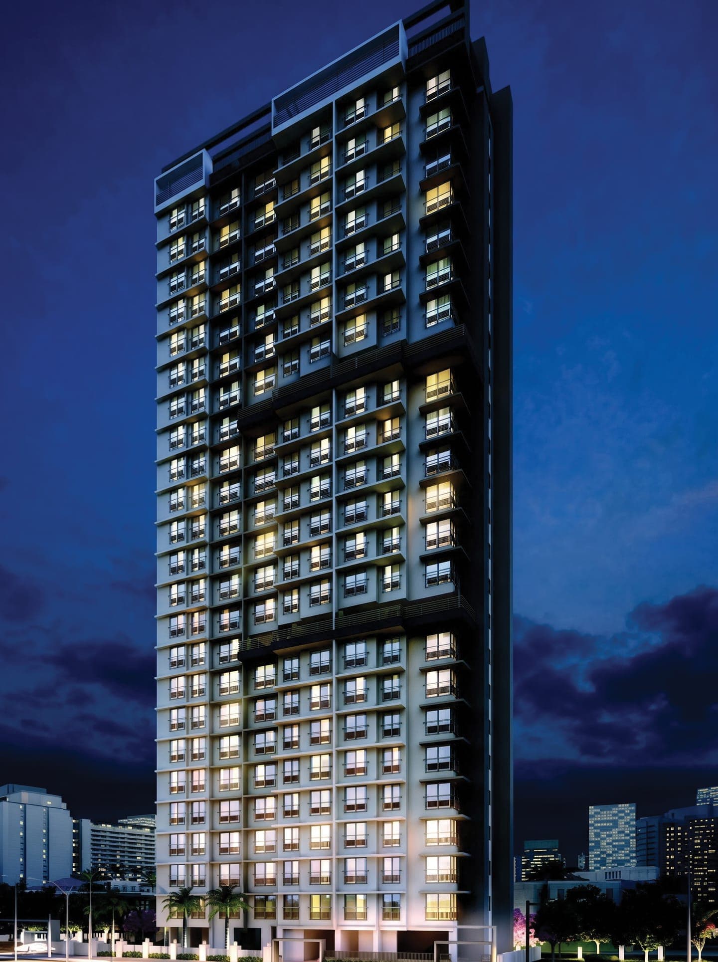 The Residency residential tower in Jogeshwari West, Mumbai — architectural render